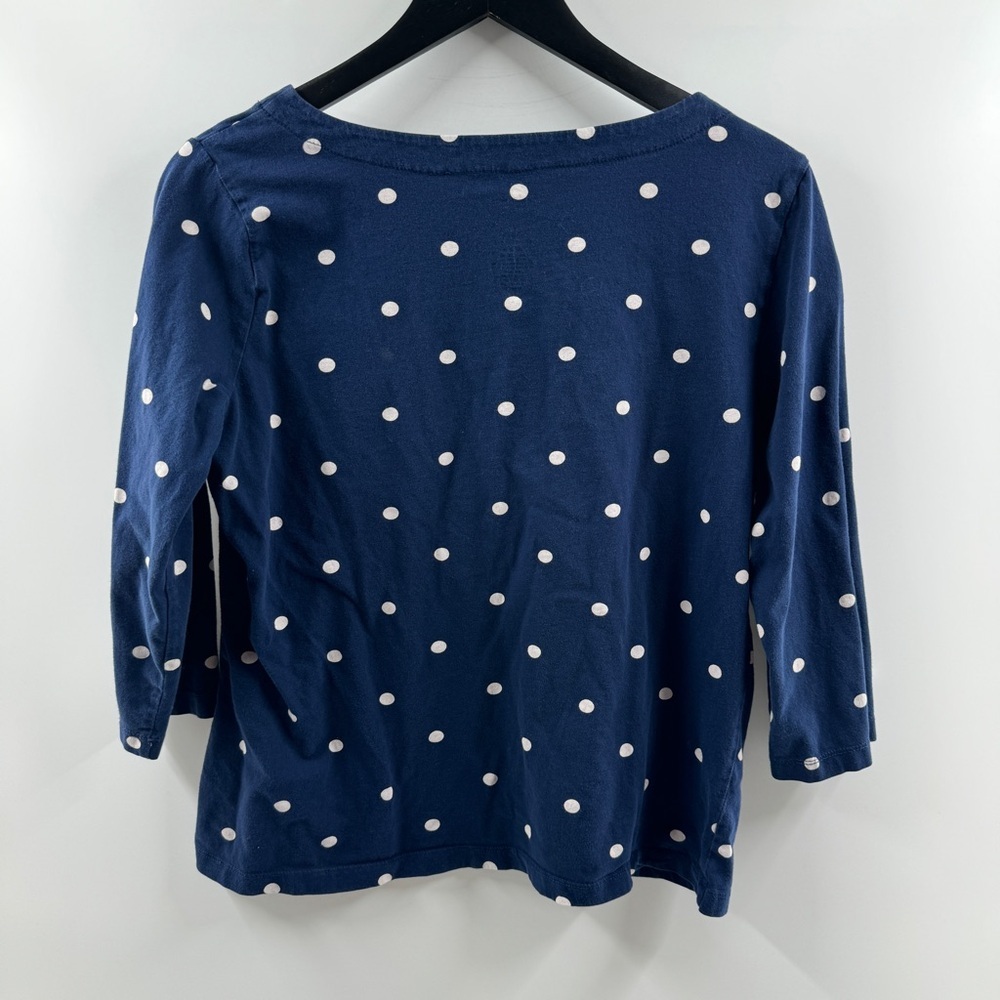 St. John’s Bay Navy Polka Dot Boat Neck Top Women’s Size Large - Picture 4 of 4